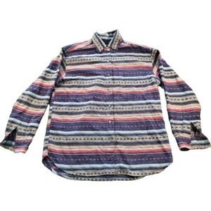 Vintage 90s Company One Button Up Shirt Women Sz M Colorblock Multicolor Southwe